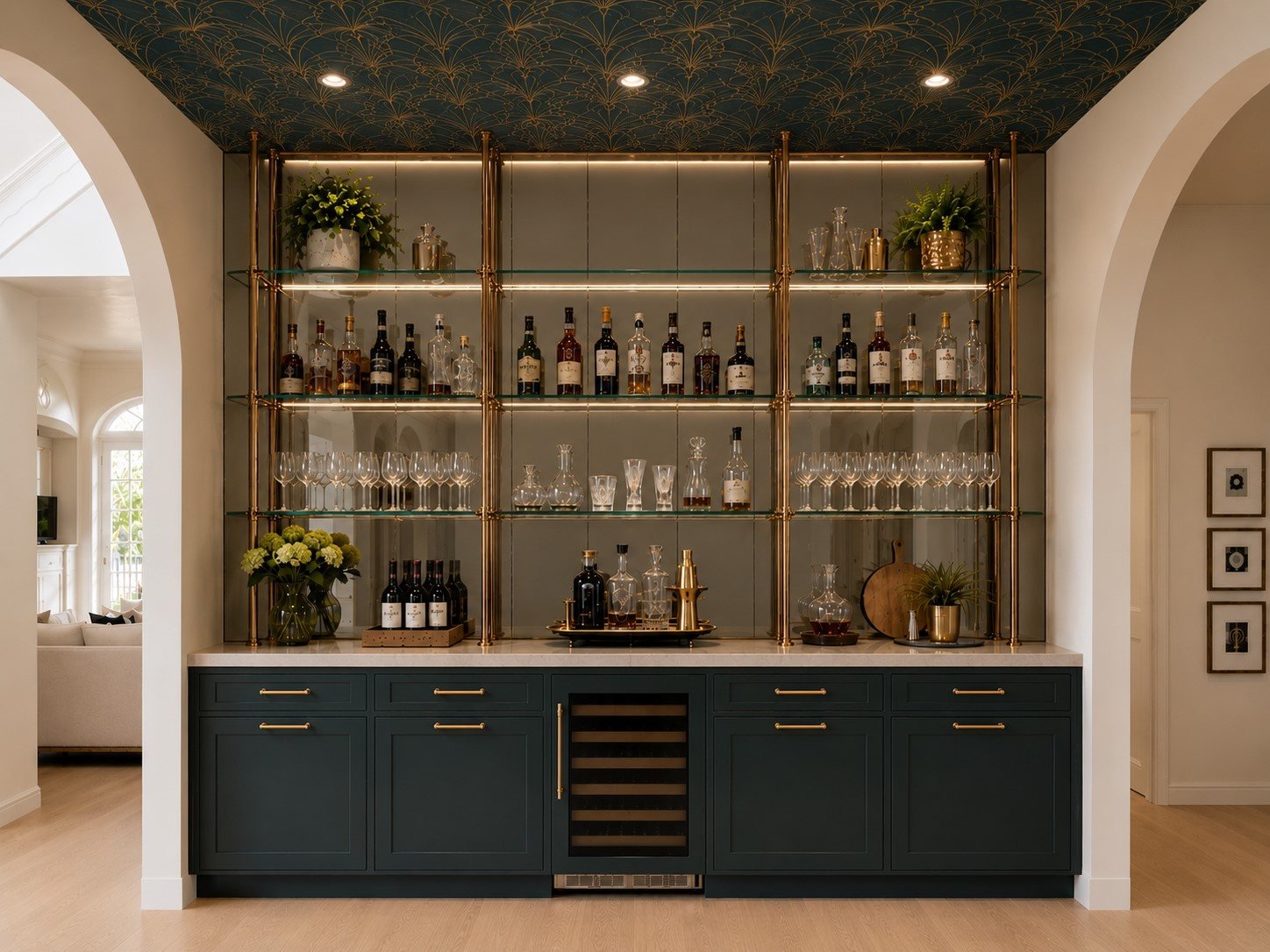Walk-up bar, art deco treatment