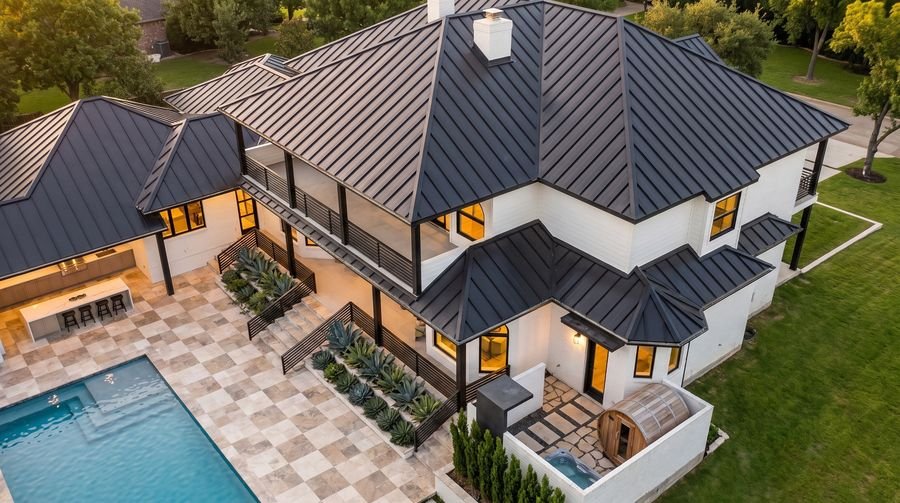 Aerial view over the rear of the property